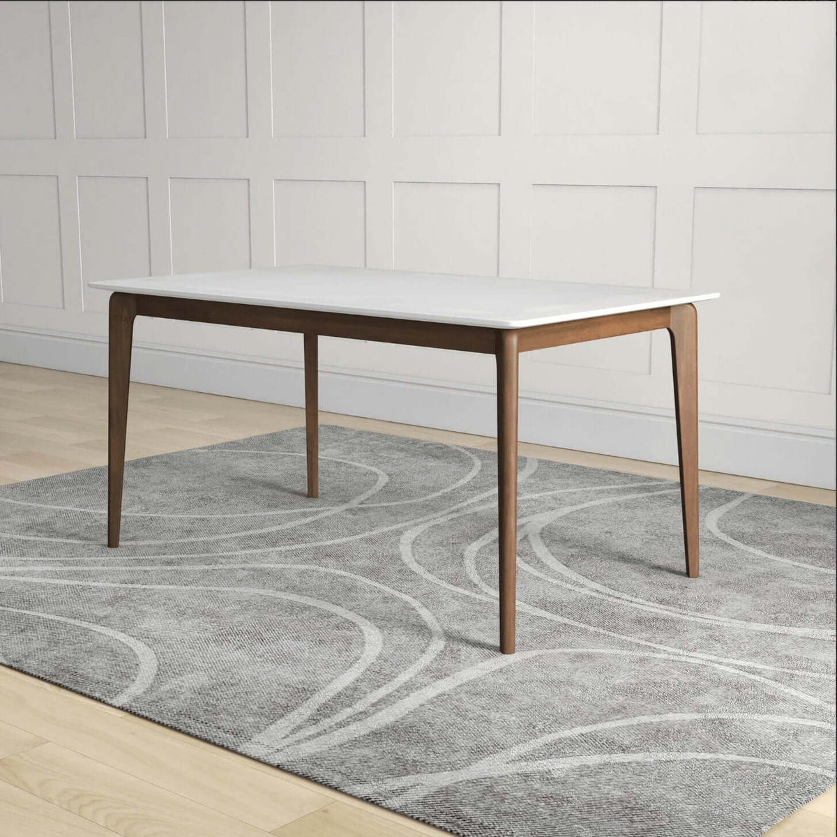 Lindsey MCM Style Solid Wood White Top Rectangular Dining Table - Revel Sofa 