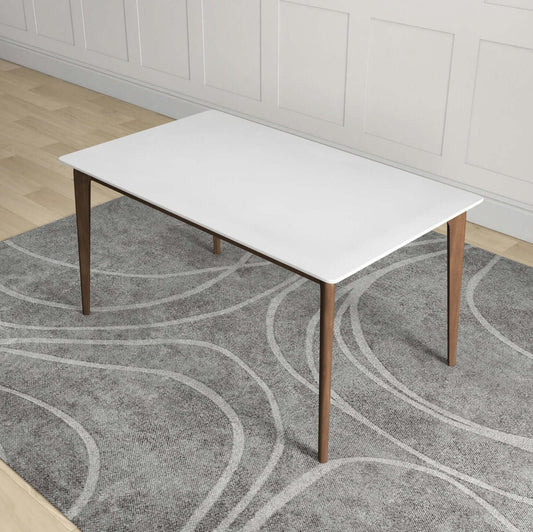Lindsey MCM Style Solid Wood White Top Rectangular Dining Table - Revel Sofa 