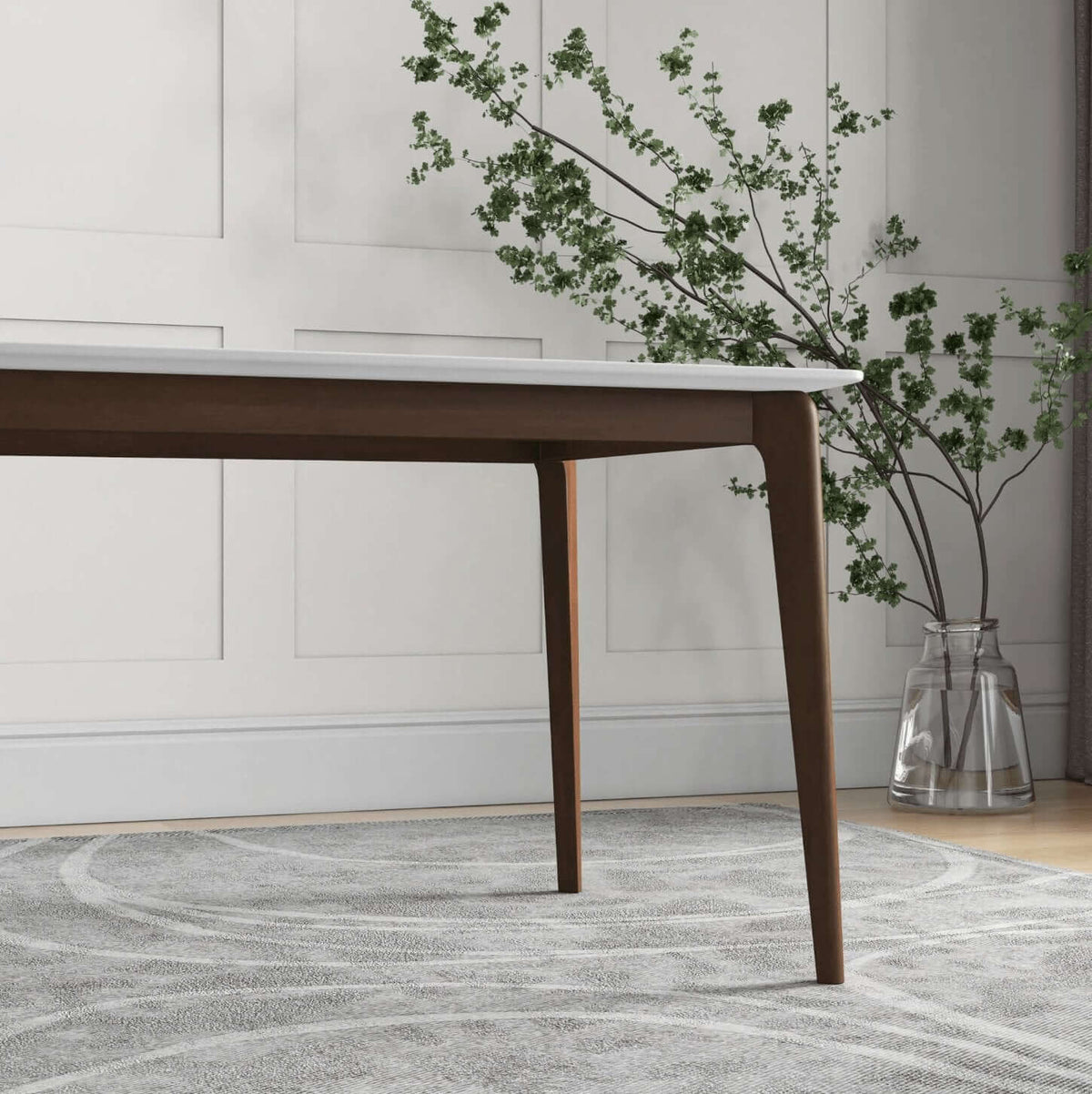 Lindsey MCM Style Solid Wood White Top Rectangular Dining Table - Revel Sofa 