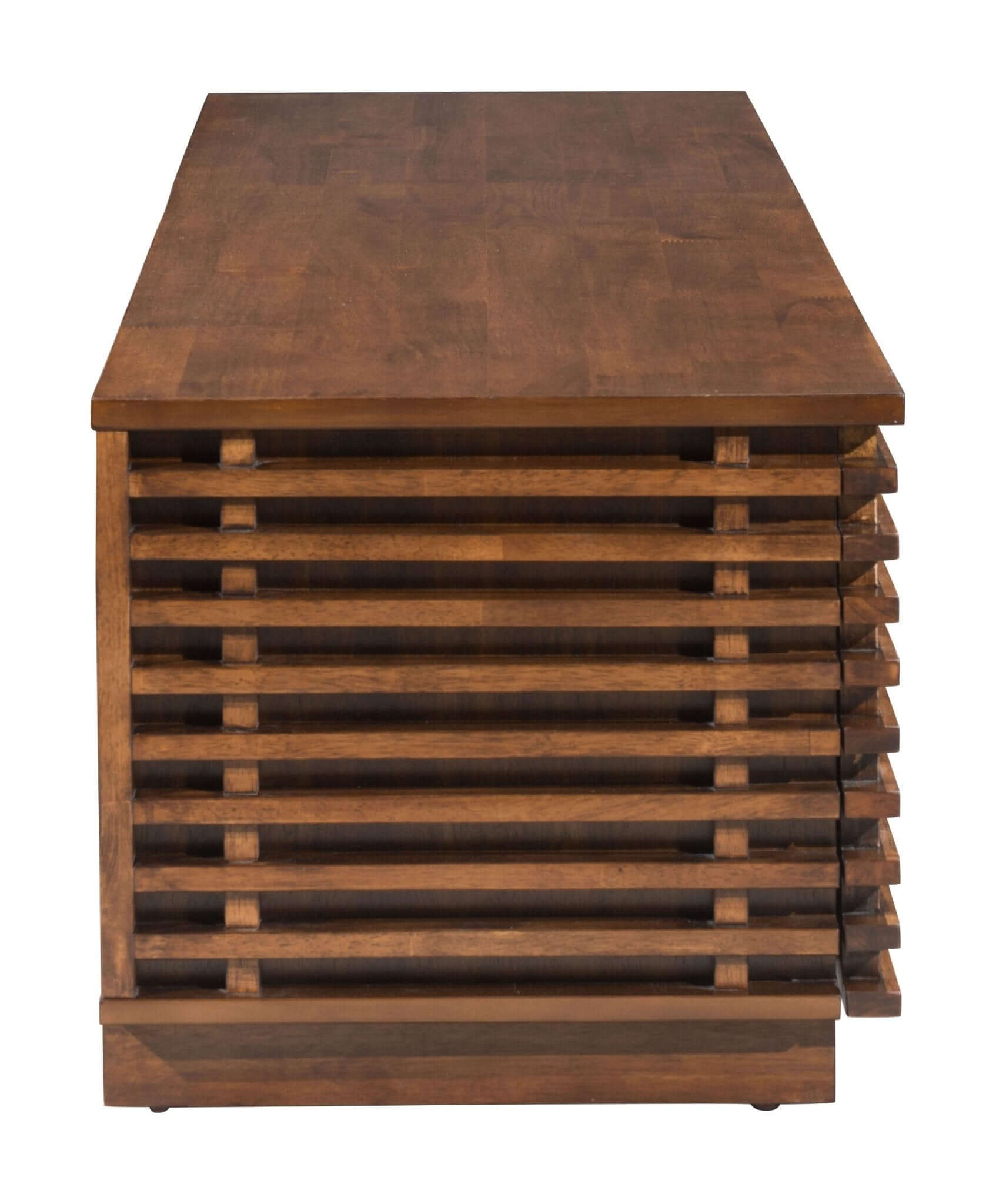Linea Solid Wood Slatted TV Stand Entertainment Console, Walnut Finish 71" - Revel Sofa 