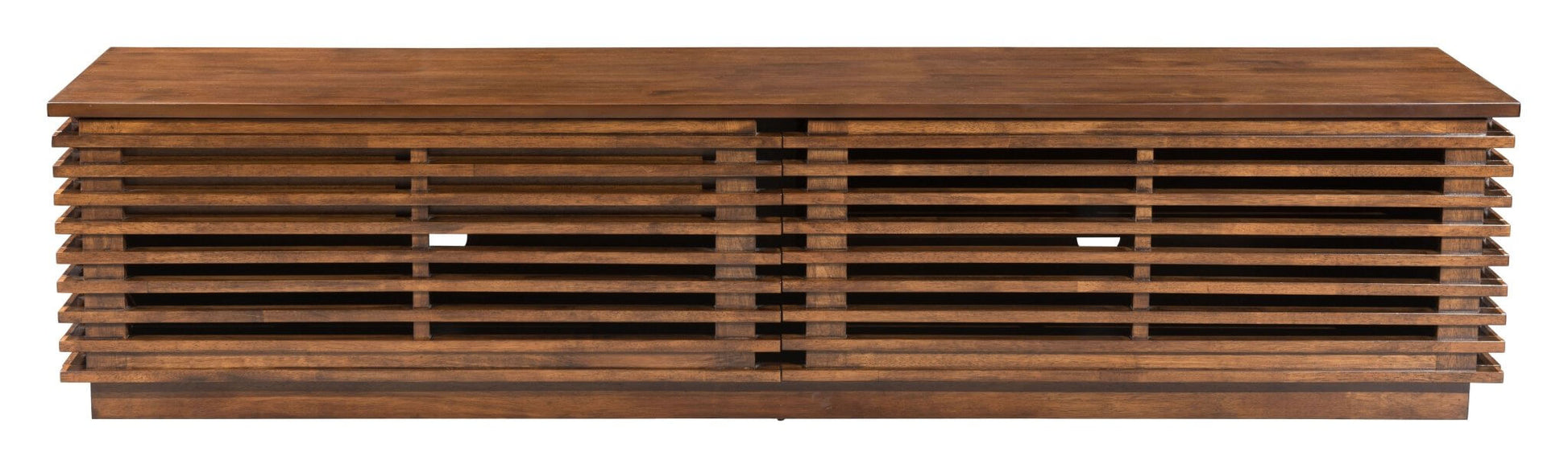 Linea Solid Wood Slatted TV Stand Entertainment Console, Walnut Finish 71" - Revel Sofa 