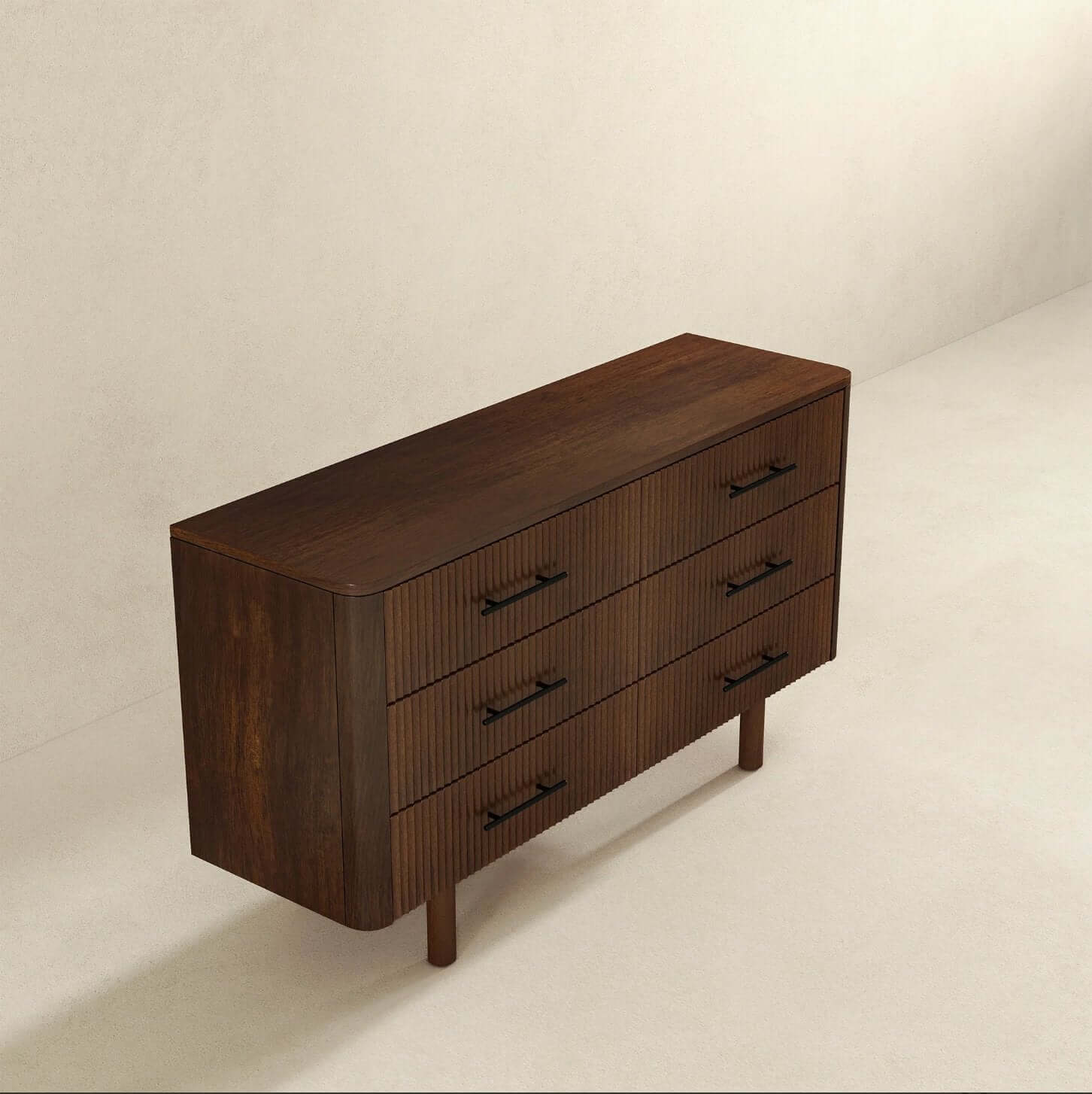 Logan MCM Style Solid Wood Dresser 6 Drawers (55") - Revel Sofa 