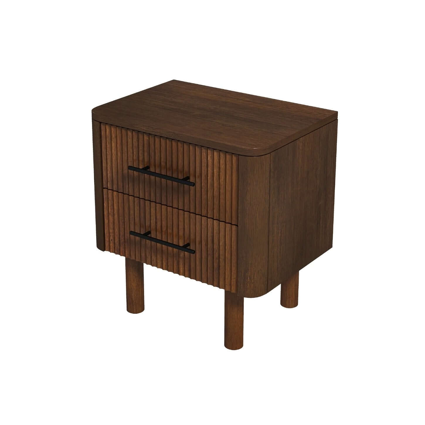 Logan MCM Walnut Bedroom Nightstand With 2 Drawers - Revel Sofa 