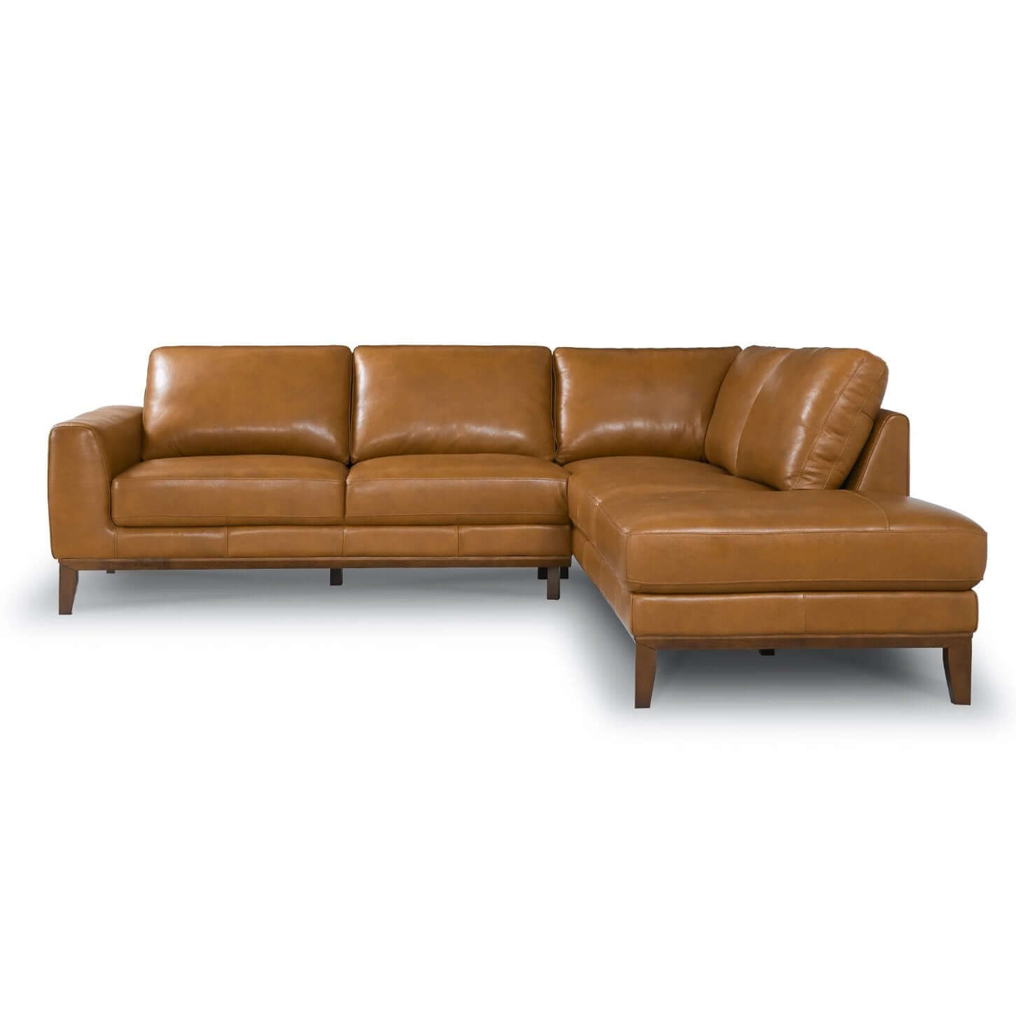 London MCM Style Genuine Leather Sectional Chaise Sofa - Revel Sofa 