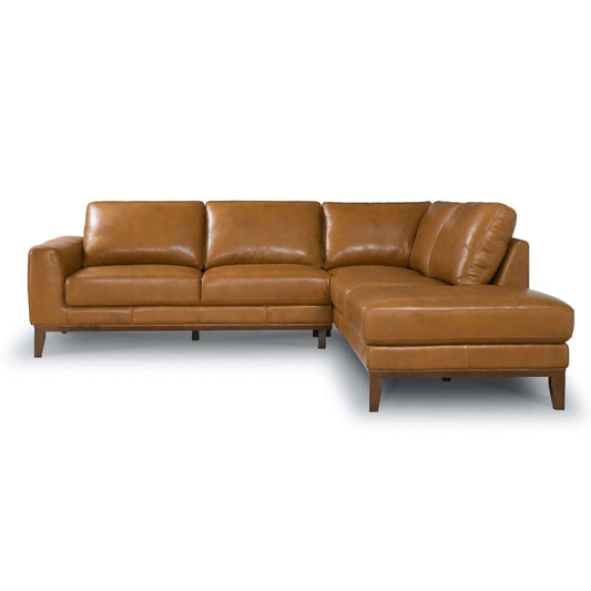 London MCM Style Genuine Leather Sectional Chaise Sofa - Revel Sofa 