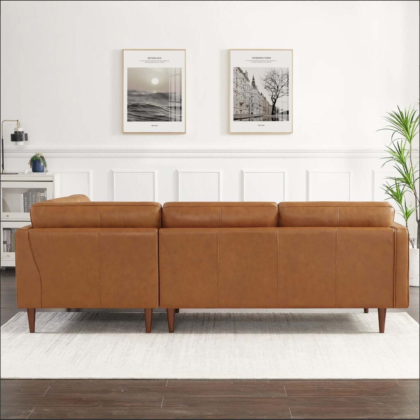 Lucco MCM Style Tufted Leather L-Shape Sectional Chaise Sofa - Revel Sofa 