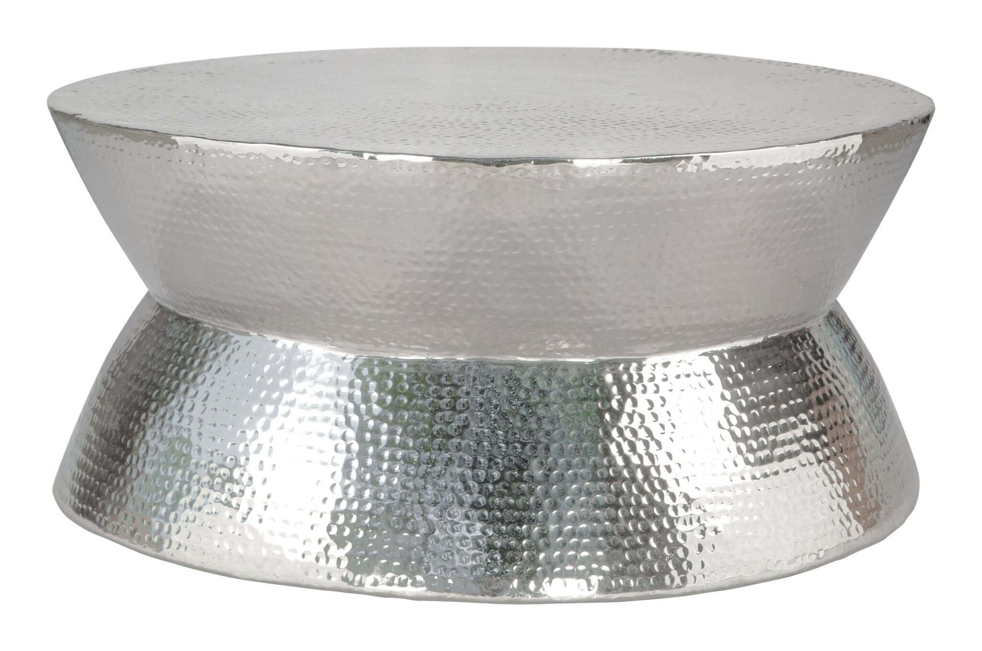 Madryn Metal Round Coffee Table in Sleek Silver - Revel Sofa 