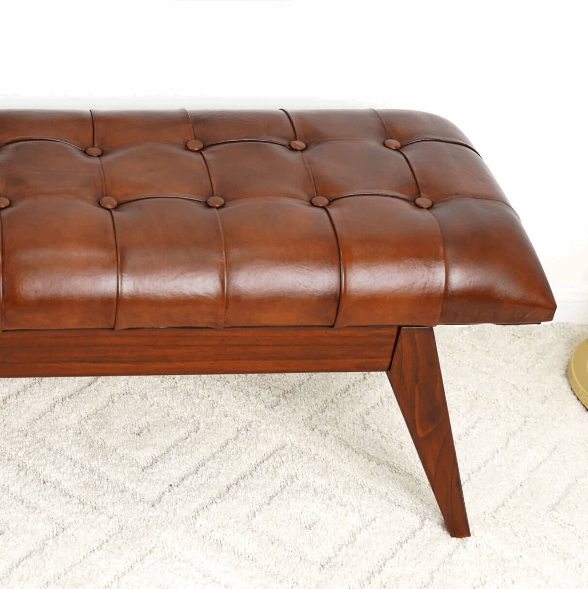Maja MCM Style Tufted Genuine Leather Bench - Revel Sofa 