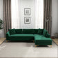 Mano Modern Velvet L-Shaped Sectional Chaise Sofa in Green - Revel Sofa 