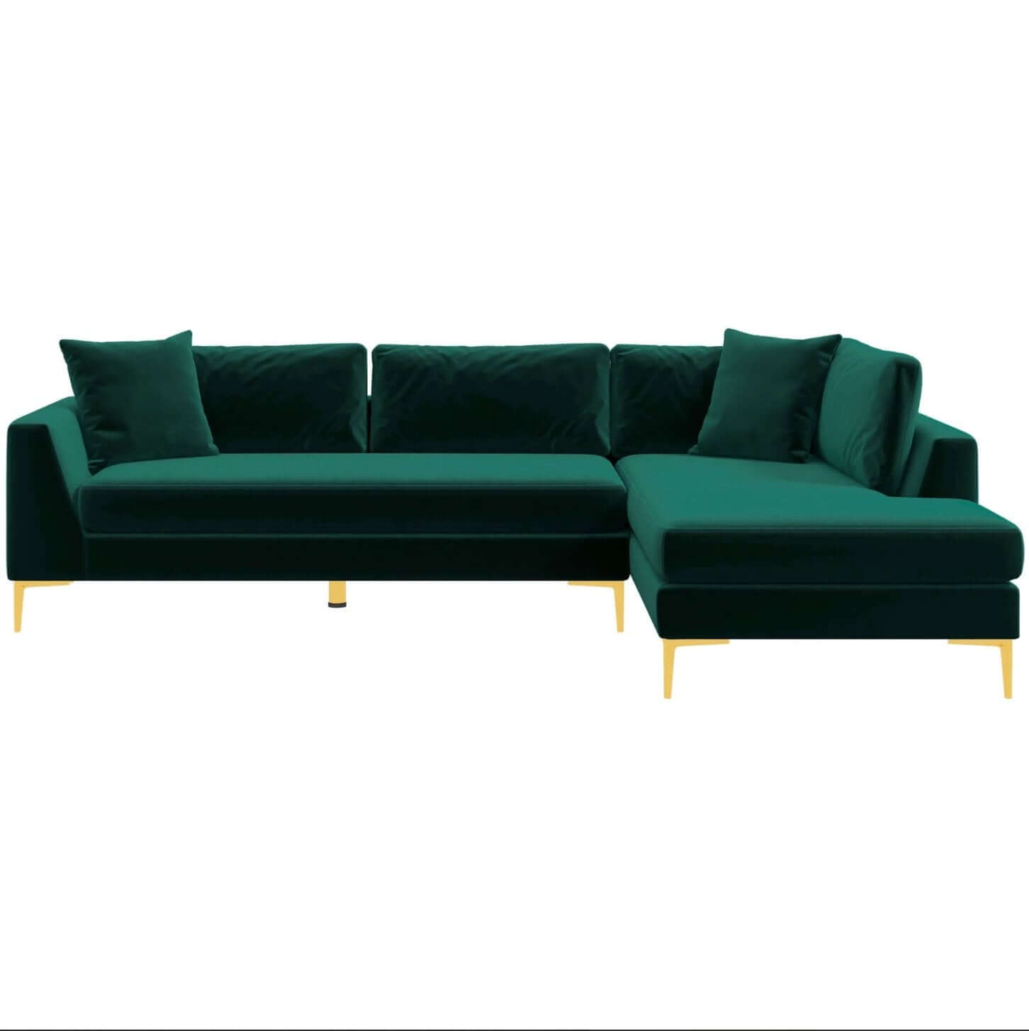 Mano Modern Velvet L-Shaped Sectional Chaise Sofa in Green - Revel Sofa 