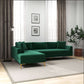 Mano Modern Velvet L-Shaped Sectional Chaise Sofa in Green - Revel Sofa 