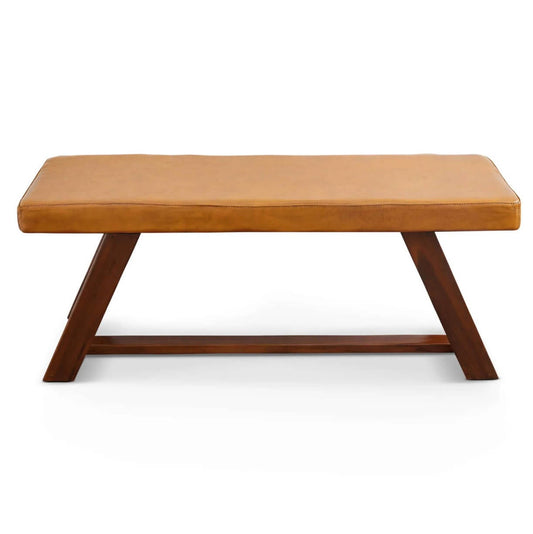 Marley MCM Genuine Leather Wood Bench - Revel Sofa