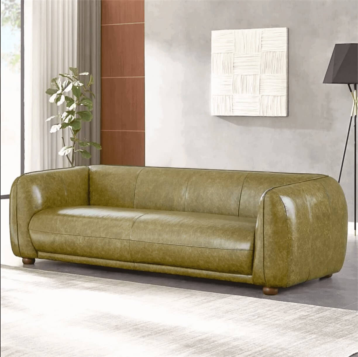 Marlon Modern Genuine Italian Leather Sofa Couch 87” - Revel Sofa 