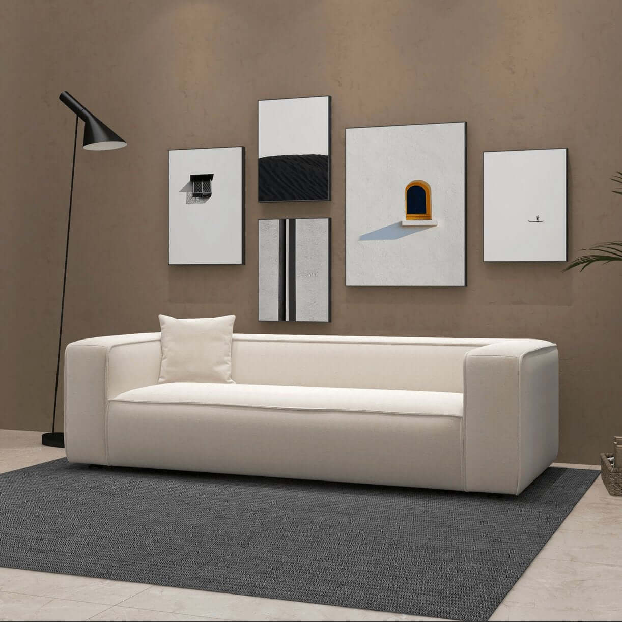 Marshall Modern Minimalist Contemporary Boucle Sofa 91” - Revel Sofa 