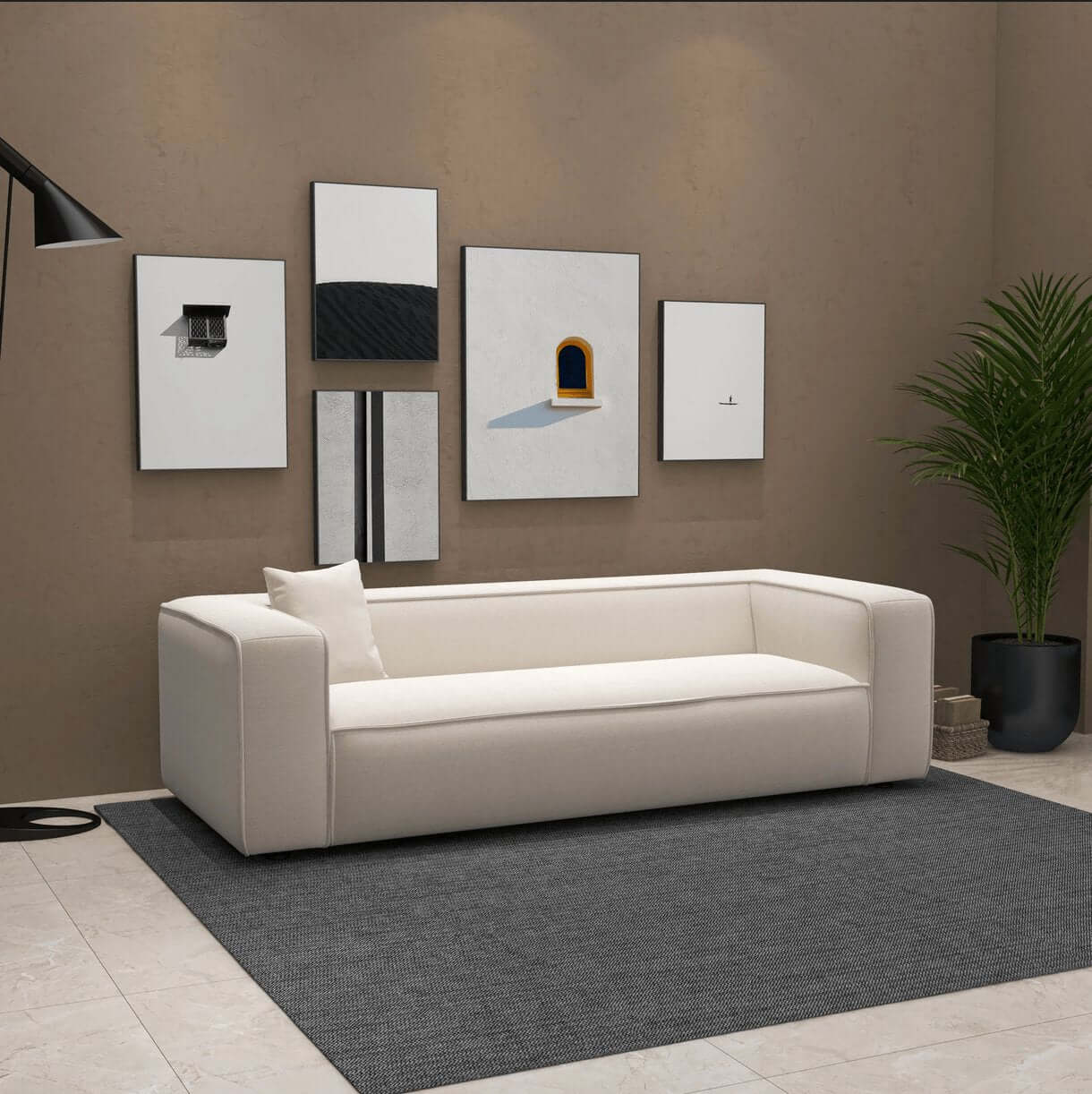 Marshall Modern Minimalist Contemporary Boucle Sofa 91” - Revel Sofa 