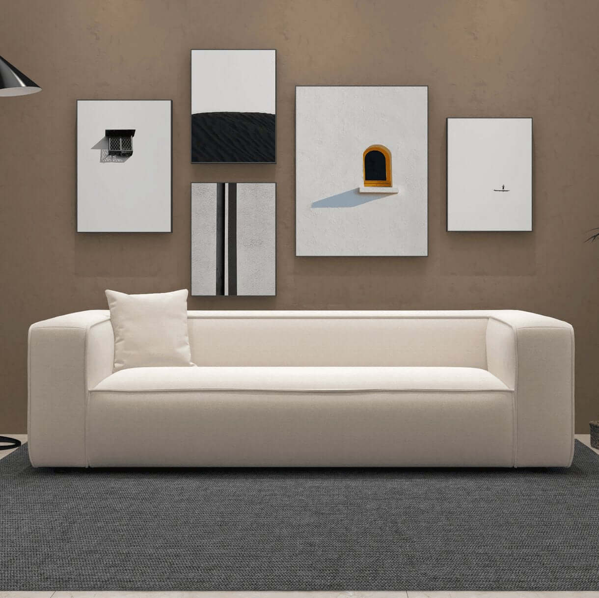 Marshall Modern Minimalist Contemporary Boucle Sofa 91” - Revel Sofa 