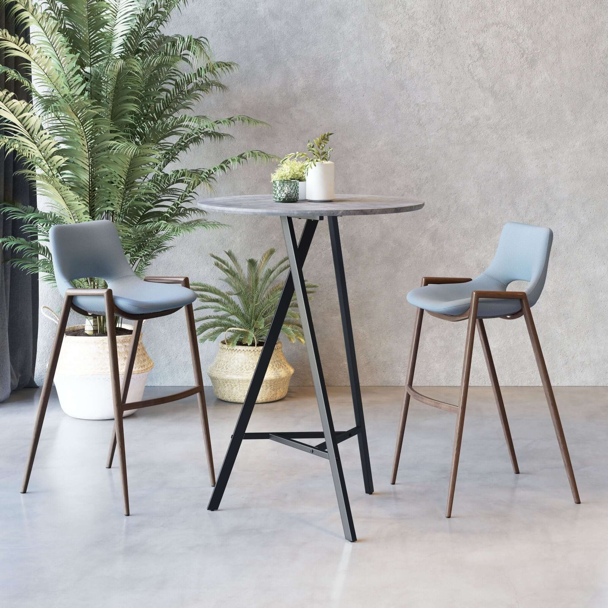Metz Modern Beverage Bar Table Gray Concrete Top - Revel Sofa 