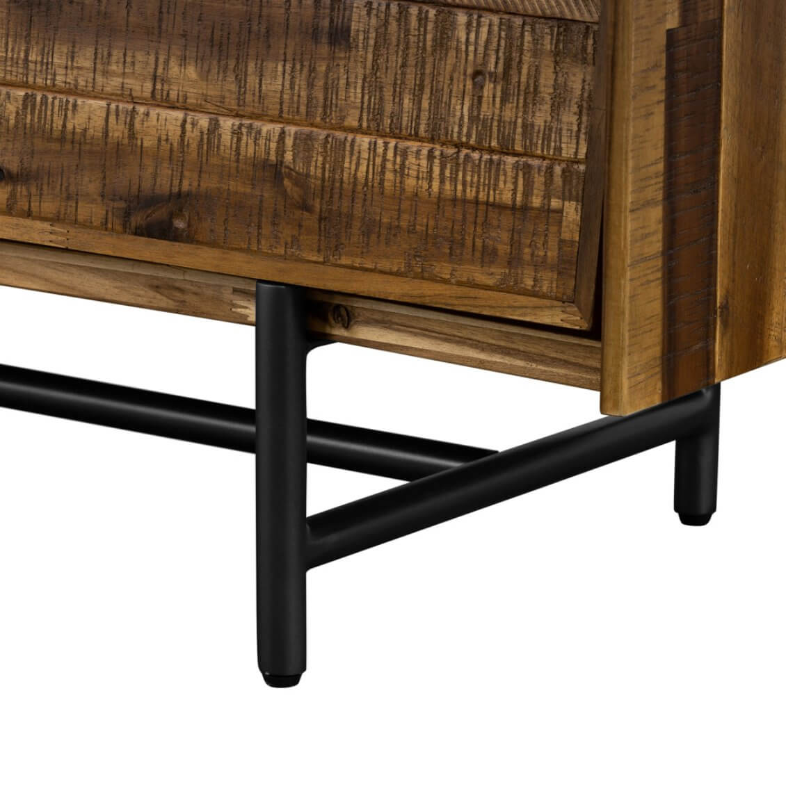 MidCentury Modern Solid Wood Six Drawer Double Dresser Brown And Black 57" - Revel Sofa 