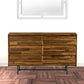 MidCentury Modern Solid Wood Six Drawer Double Dresser Brown And Black 57" - Revel Sofa 