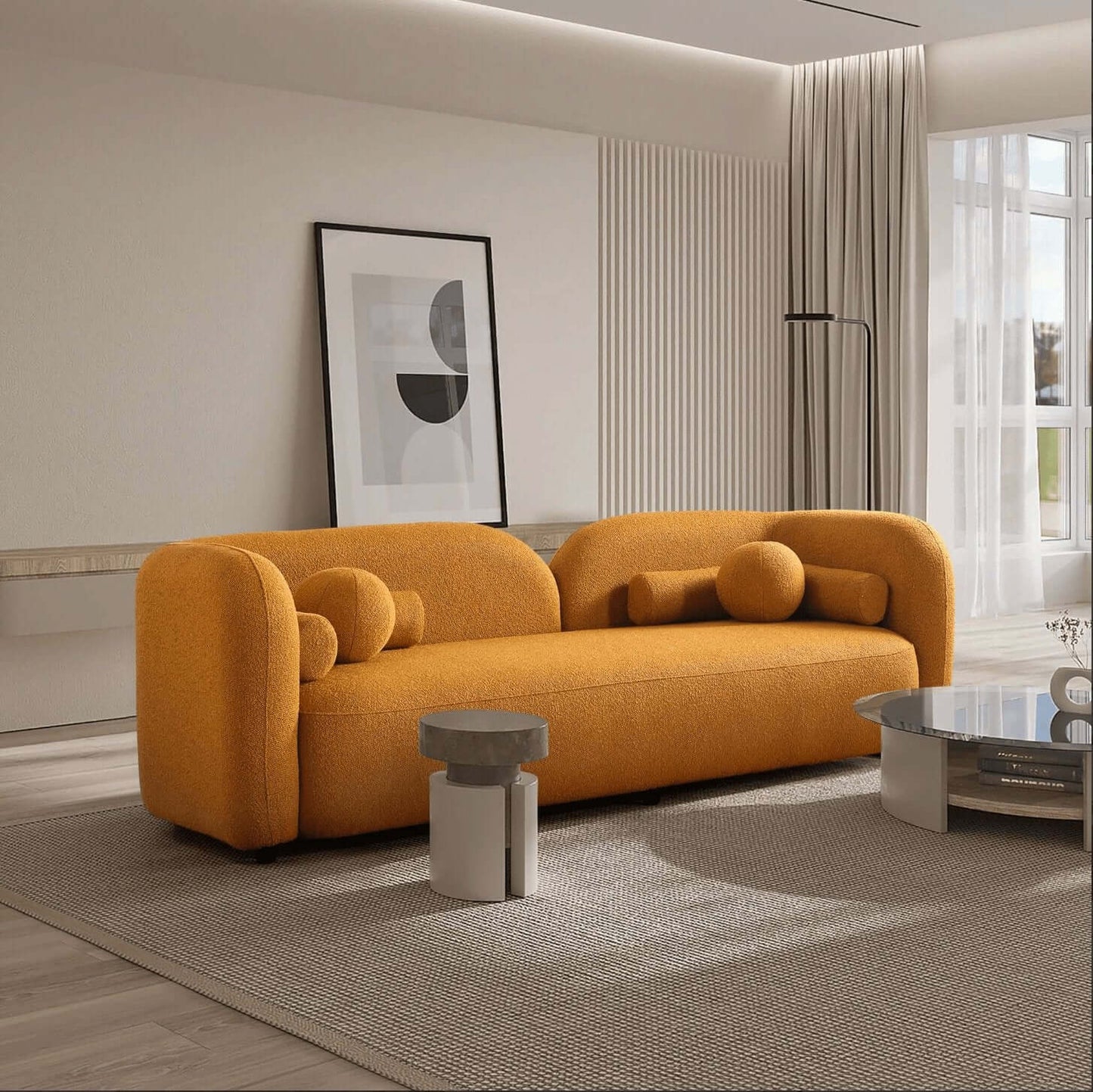 Donna Modern Minimalist Boucle Sofa Couch 93" (Variety of Colors) - Revel Sofa 