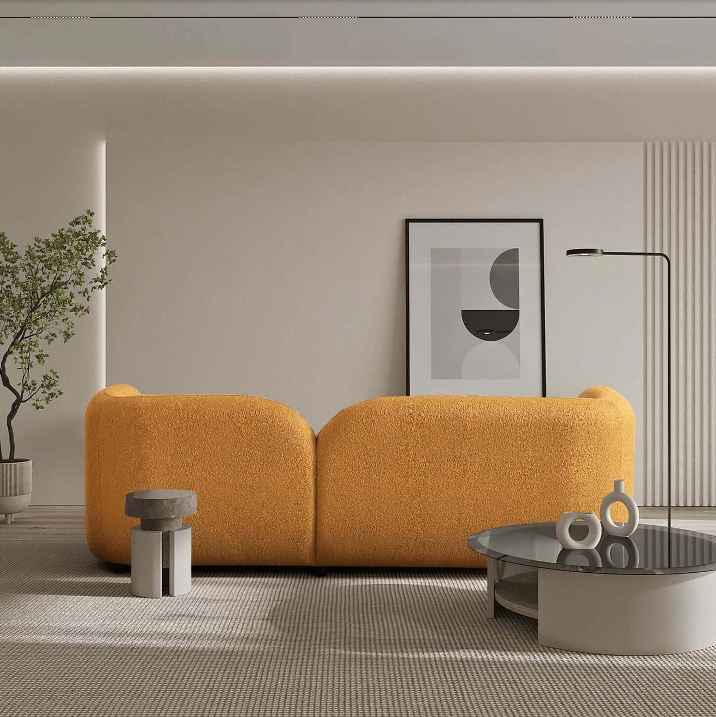 Donna Modern Minimalist Boucle Sofa Couch 93" (Variety of Colors) - Revel Sofa 
