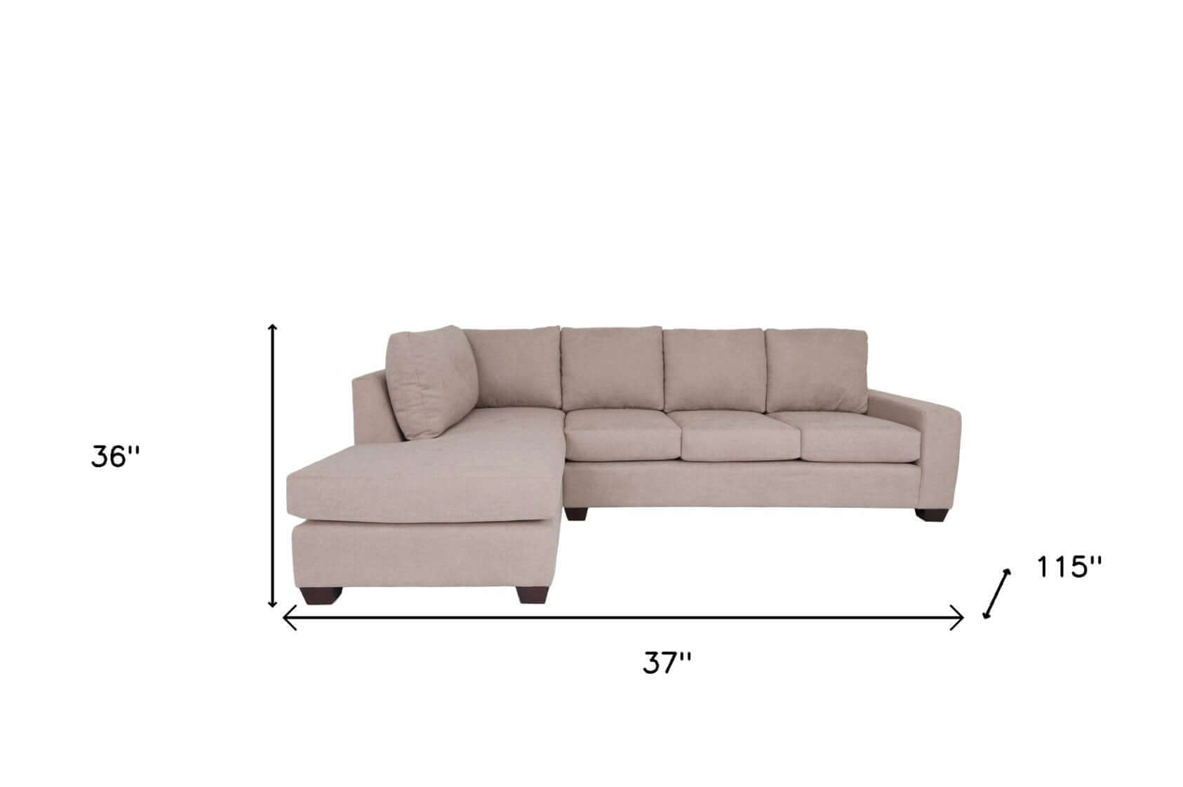 Modern Beige Polyester Blend L-Shaped 2pc. Chaise Sectional Sofa - Revel Sofa 