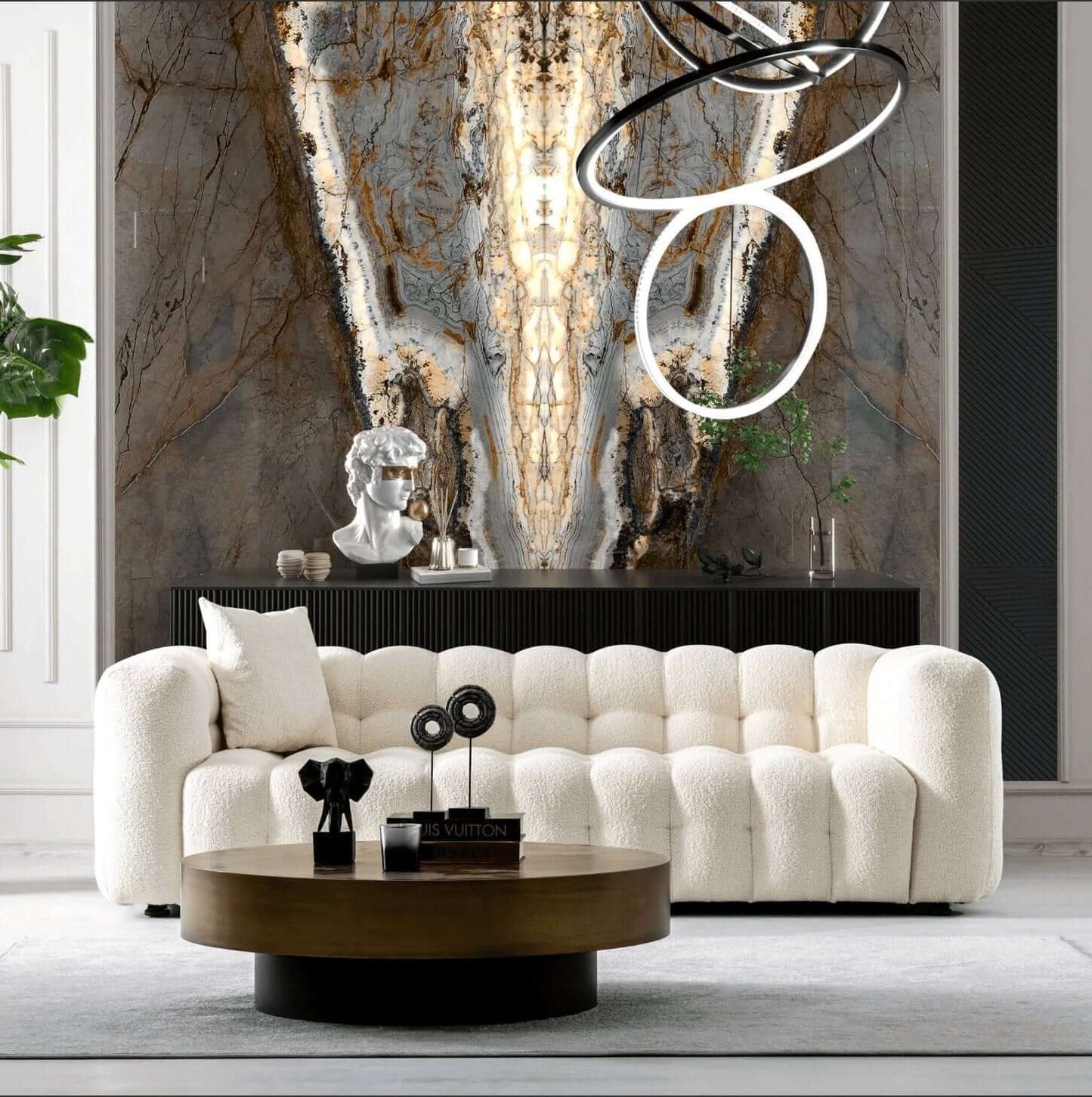 Eden Modern Glam Chesterfield Boucle Sofa 90" - Revel Sofa 