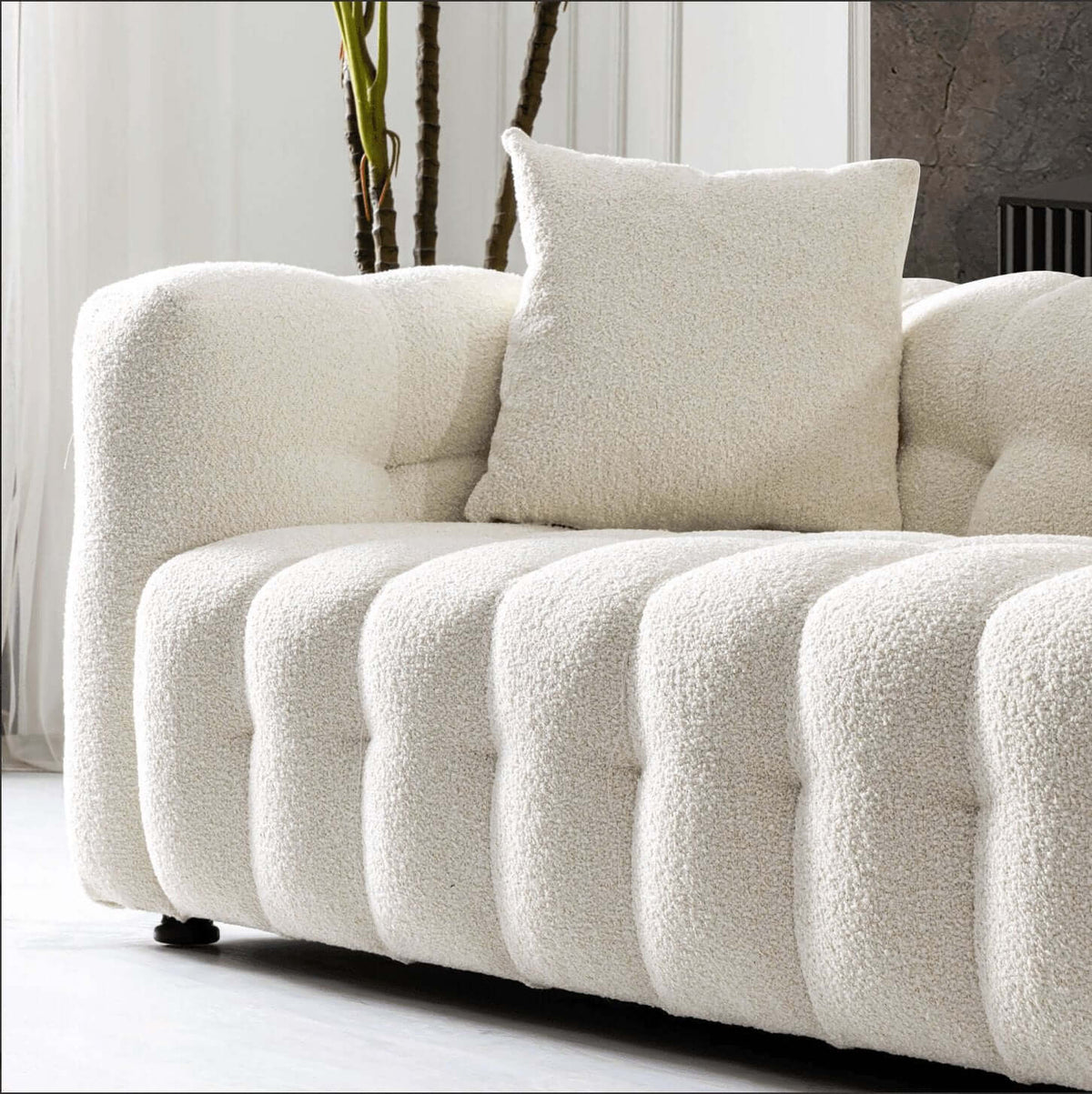 Eden Modern Glam Chesterfield Boucle Sofa 90" - Revel Sofa 