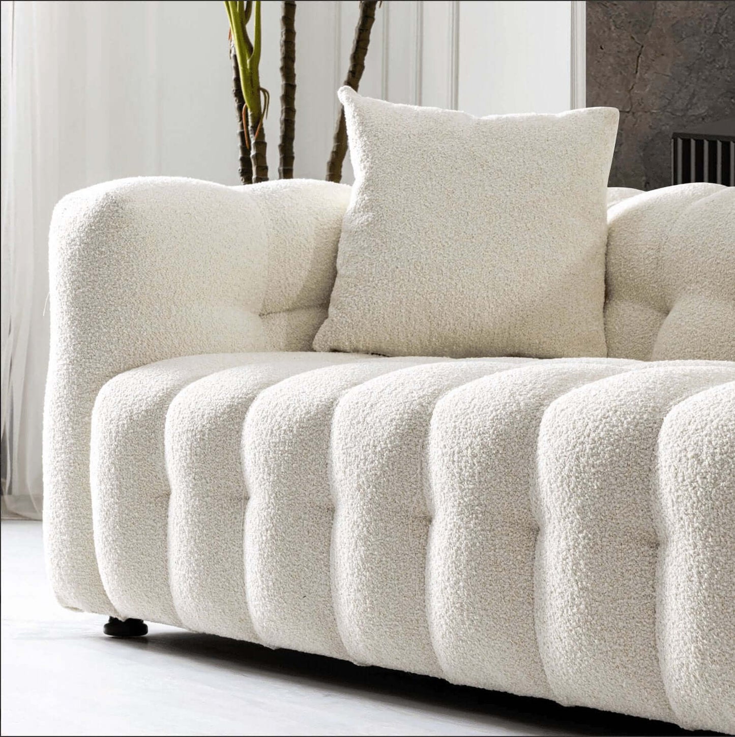 Eden Modern Glam Chesterfield Boucle Sofa 90" - Revel Sofa 