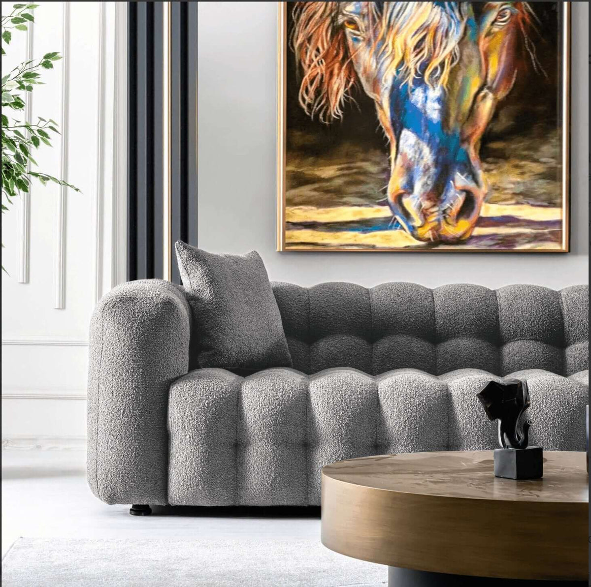 Eden Modern Glam Chesterfield Boucle Sofa 90" - Revel Sofa 