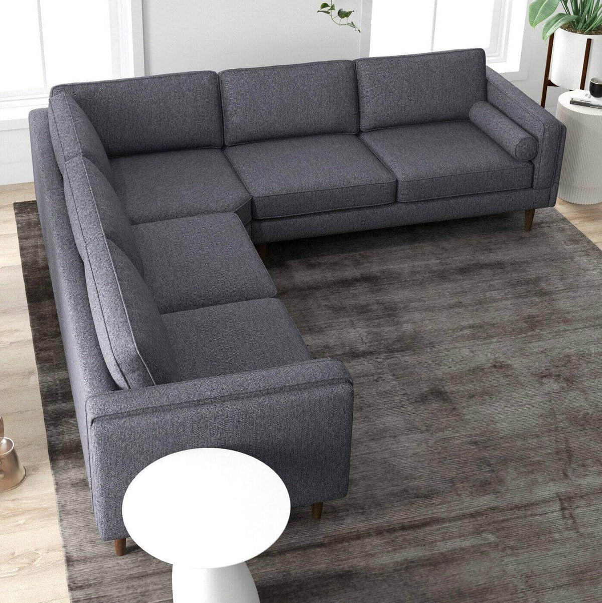 Amber MCM Style Symmetrical Corner Sectional Sofa 103" - Revel Sofa 