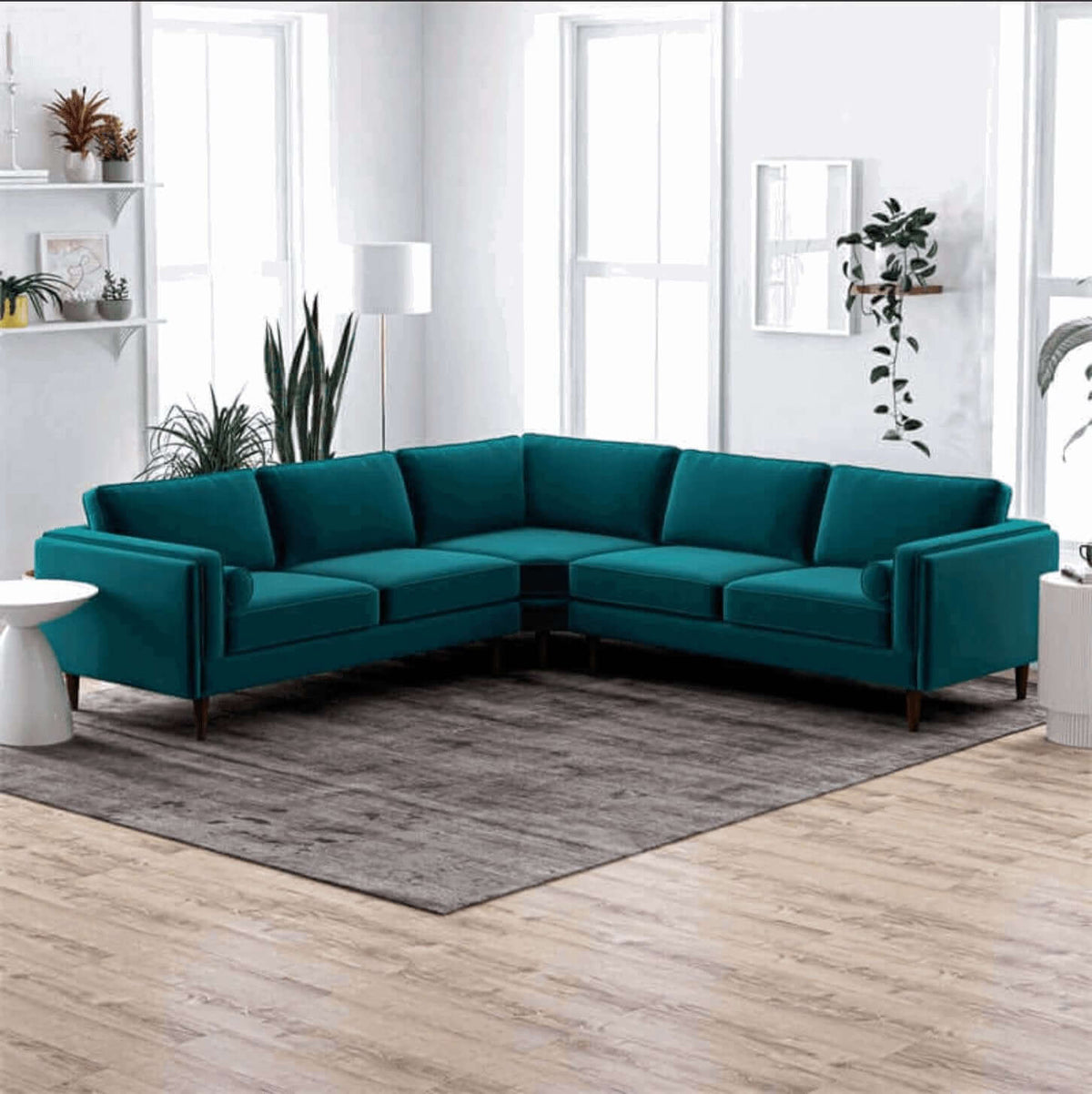 Amber MCM Style Symmetrical Corner Sectional Sofa 103" - Revel Sofa 