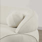 Modern Curved Boucle Sofa 84” (3 Colors) – Andrew Minimalist Sculptural Couch with plush arm and rounded pillow.