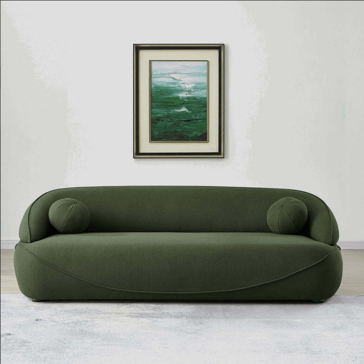 Modern Curved Boucle Sofa 84”