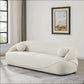 Modern Curved Boucle Sofa 84” (3 Colors) – Andrew Minimalist Sculptural Couch in soft white upholstery.