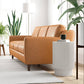 Modern Genuine Leather 3 Seat Sofa 81” – Cooper MCM Tan Leather Couch in a stylish living room setting.