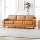 Modern Genuine Leather 3 Seat Sofa 81” – Cooper MCM Tan Leather Couch in a stylish living room setting.