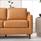 Modern Genuine Leather 3 Seat Sofa 81” – Cooper MCM Tan Leather Couch detail, showcasing tan leather upholstery.