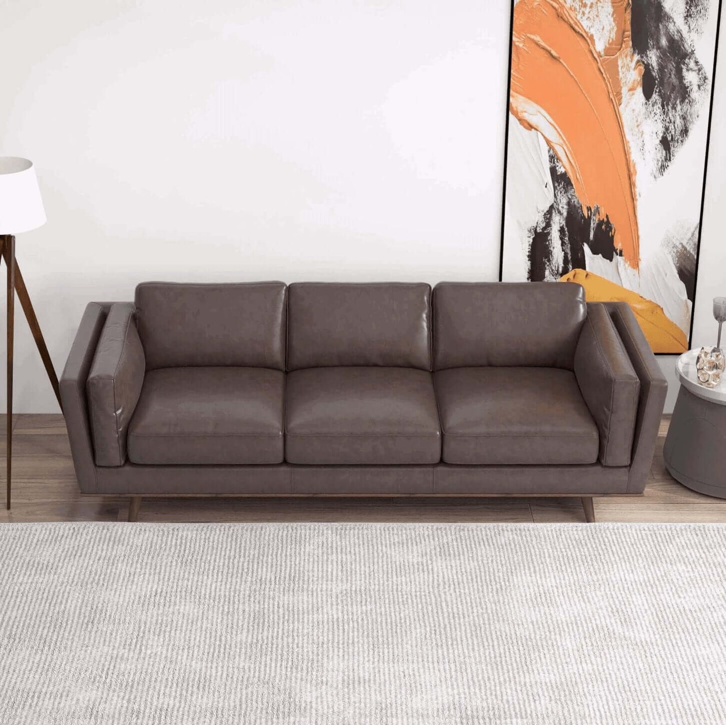 Chase MCM Style Genuine Leather Sofa 91" - Revel Sofa 