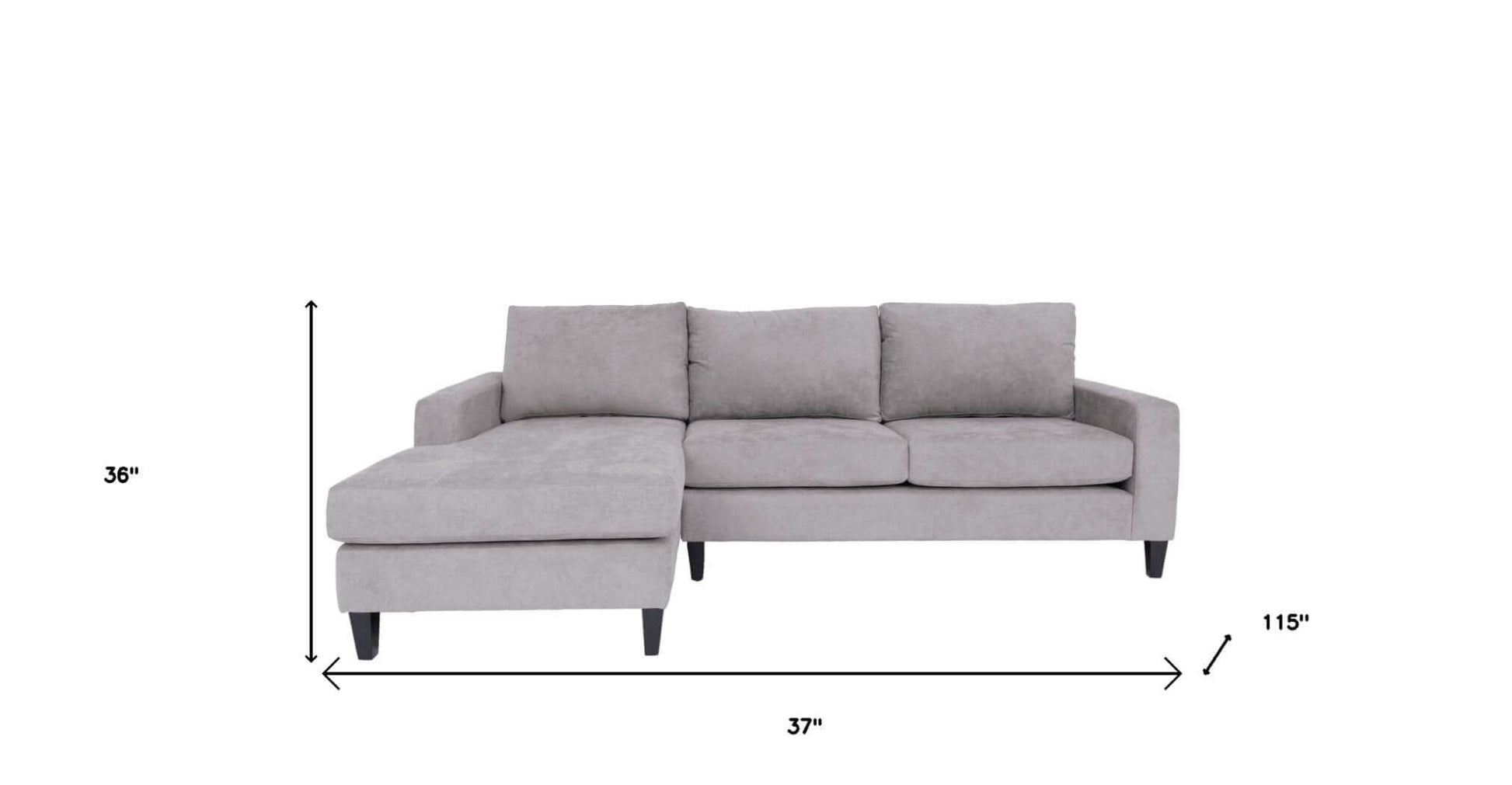 Modern Gray Polyester L-Shaped Left Facing Chaise Sectional Sofa 115" - Revel Sofa 