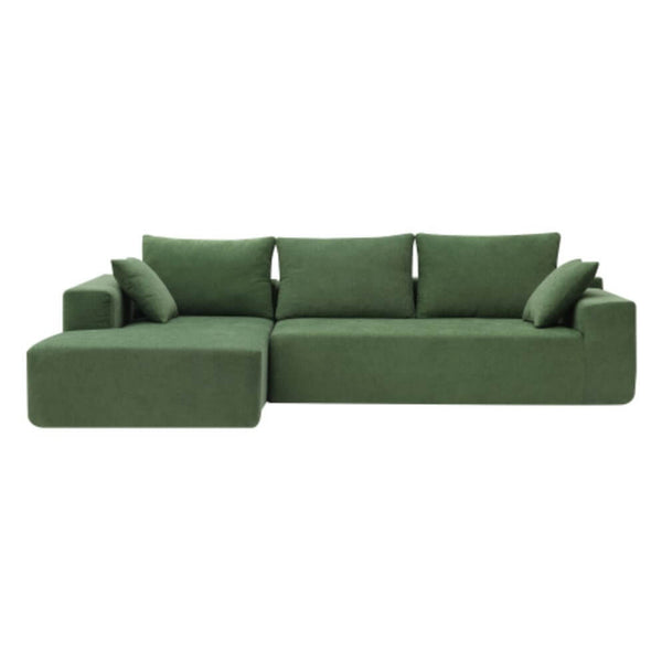 Modern Minimalist Modular Chaise Sectional Sofa Couch, White or Green 109 - Revel Sofa
