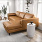 Modern Tufted Leather Chaise Sofa Sectional 101” – Anthony MCM Genuine Leather L-Shape Couch in a stylish living room.