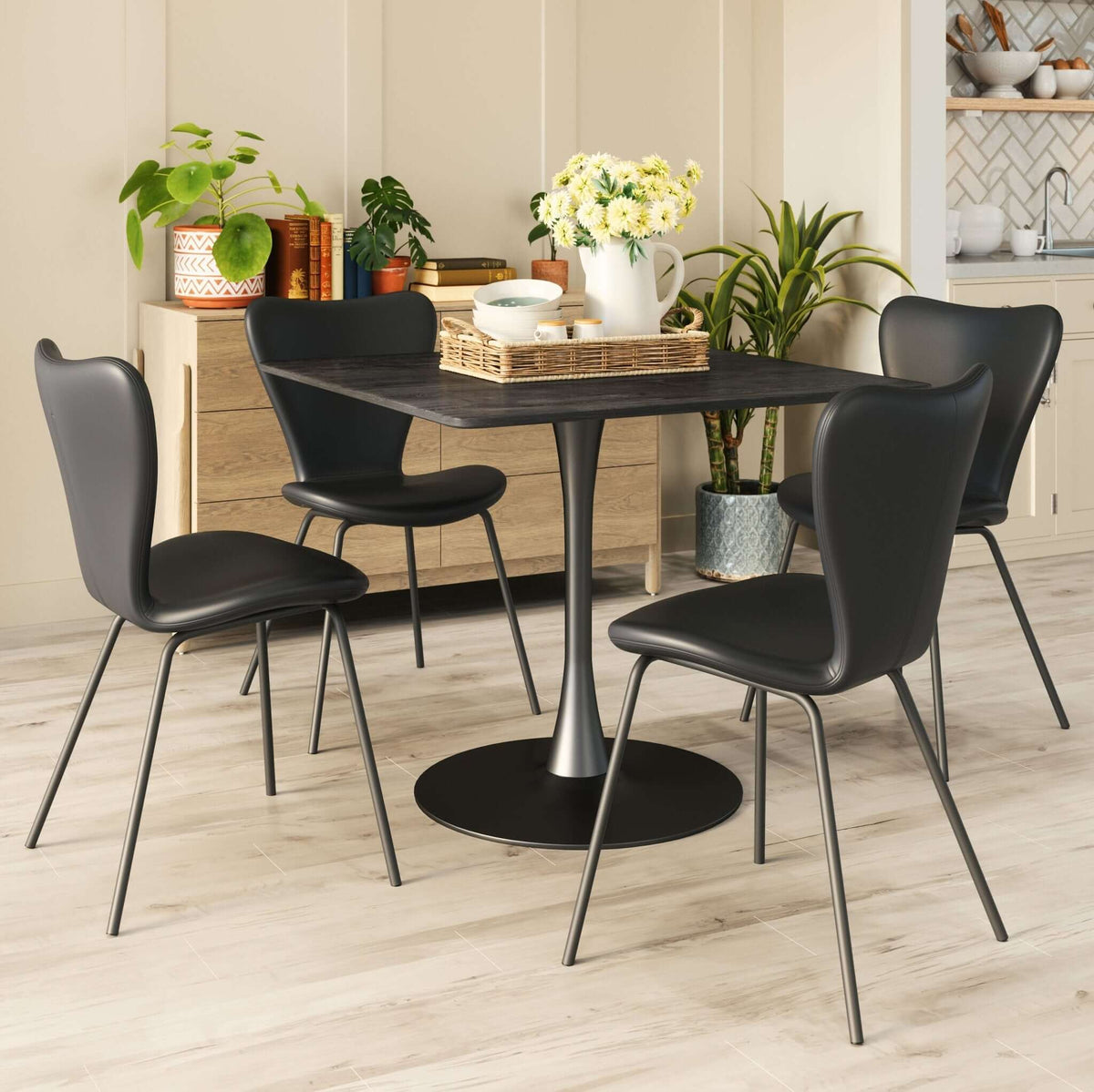 Molly Sleek Square Top Dining Table (Various Color Options) - Revel Sofa 