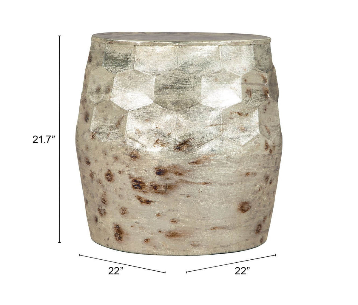 Pam Cylindrical Iron End Side Accent Table, Antique Beige - Revel Sofa 