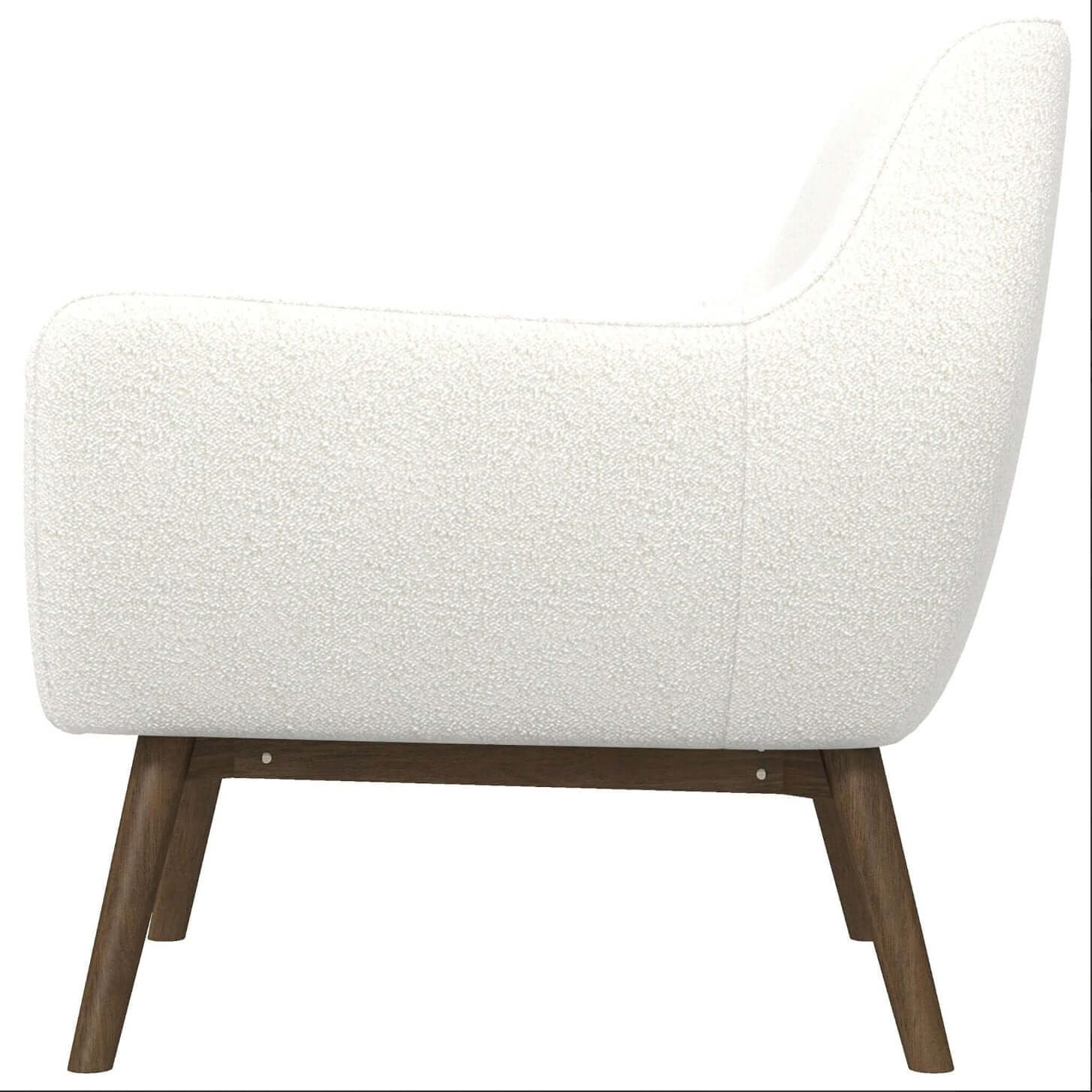 Panom MCM Style Boucle Lounge Chair, White - Revel Sofa 