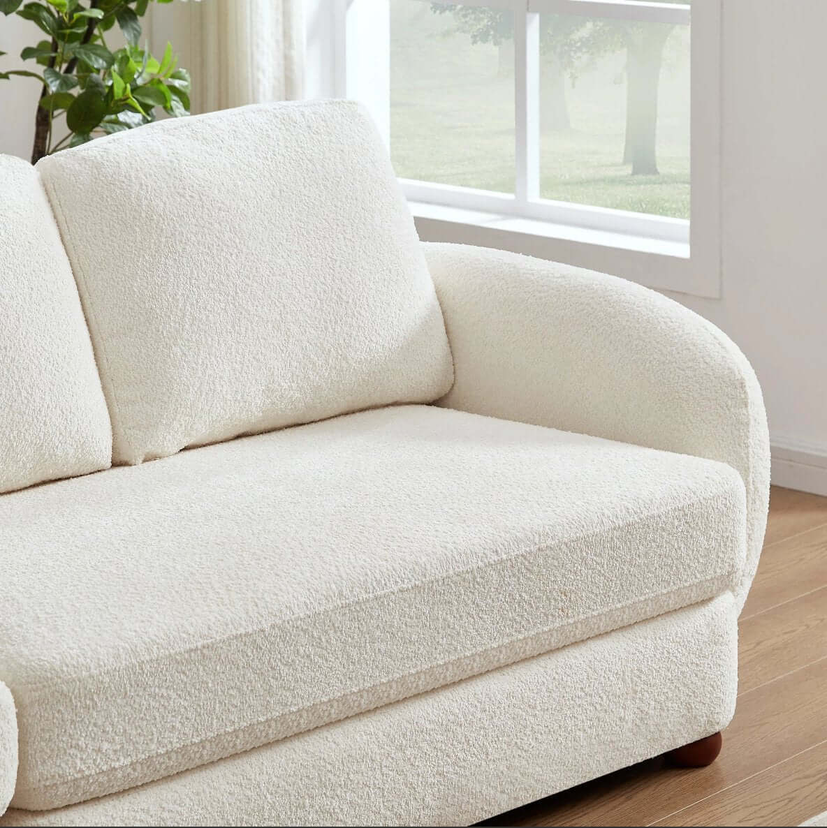 Paton MCM Style Boucle Fabric 4 Seater Sofa 114” - Revel Sofa 