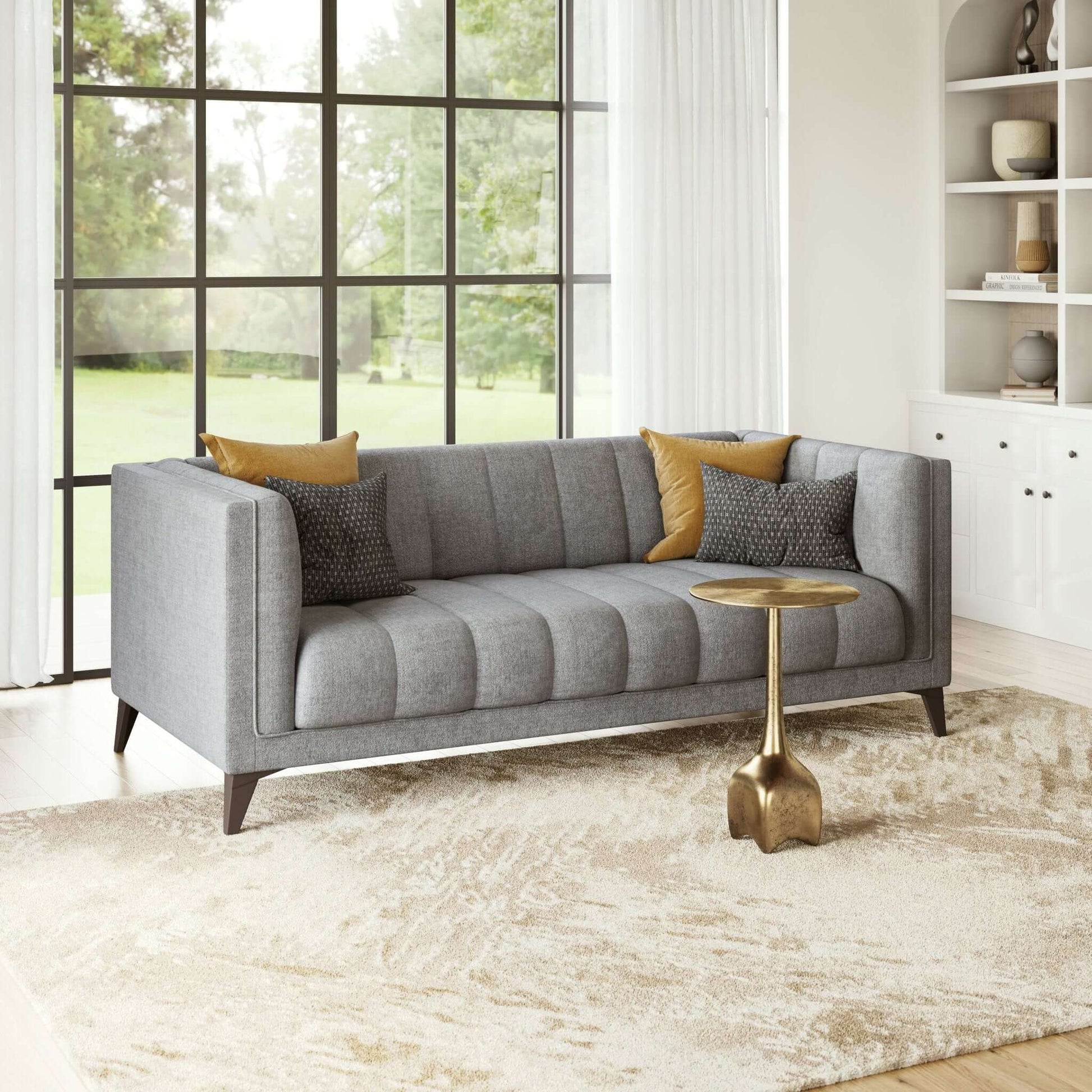 Punta Cana MCM Style Channel Tufted Polyester Fabric Sofa 79” - Revel Sofa 