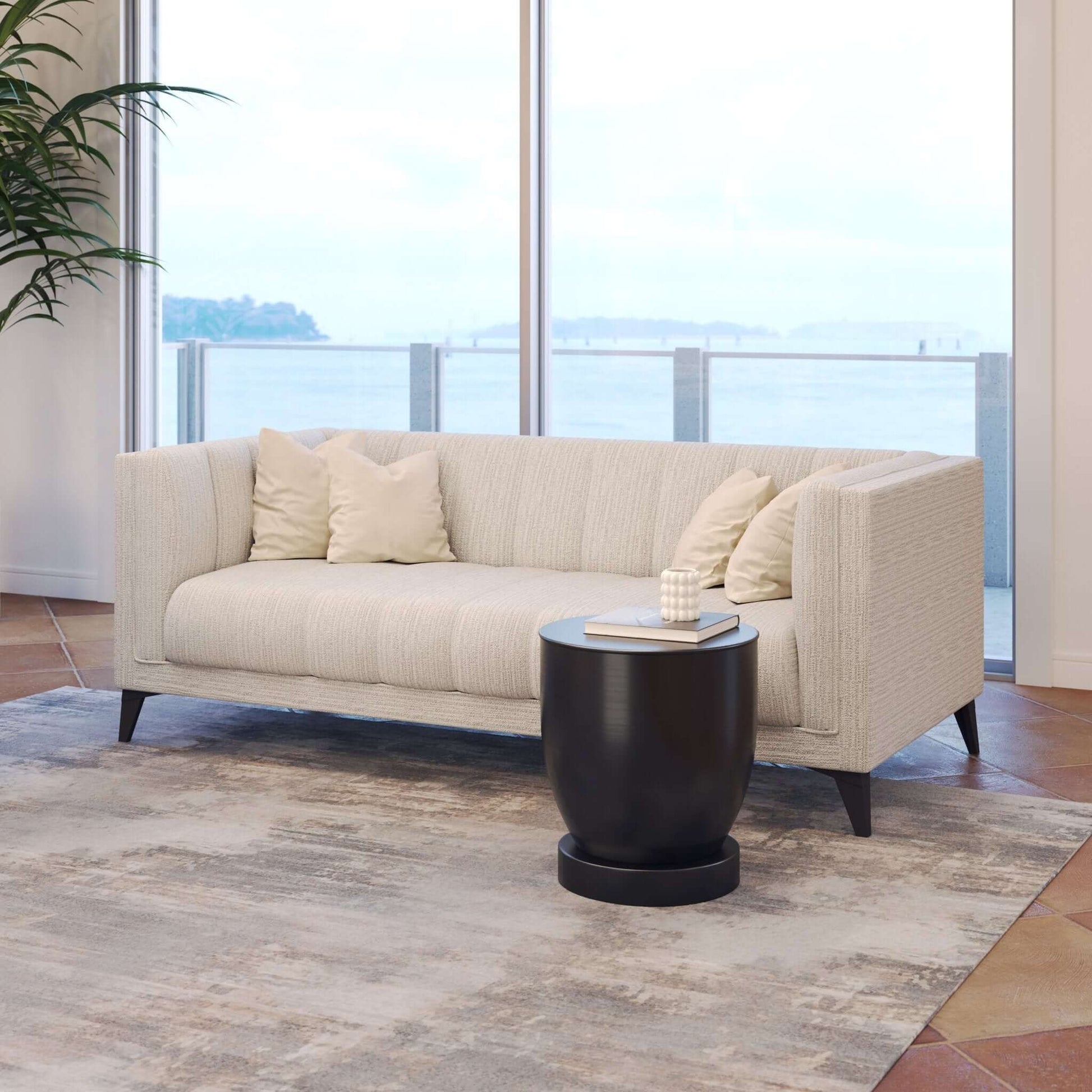 Punta Cana MCM Style Channel Tufted Polyester Fabric Sofa 79” - Revel Sofa 