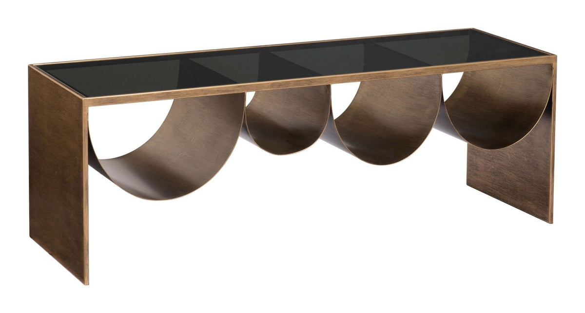 Reed Glass Top Center Coffee Table w Storage - Revel Sofa 