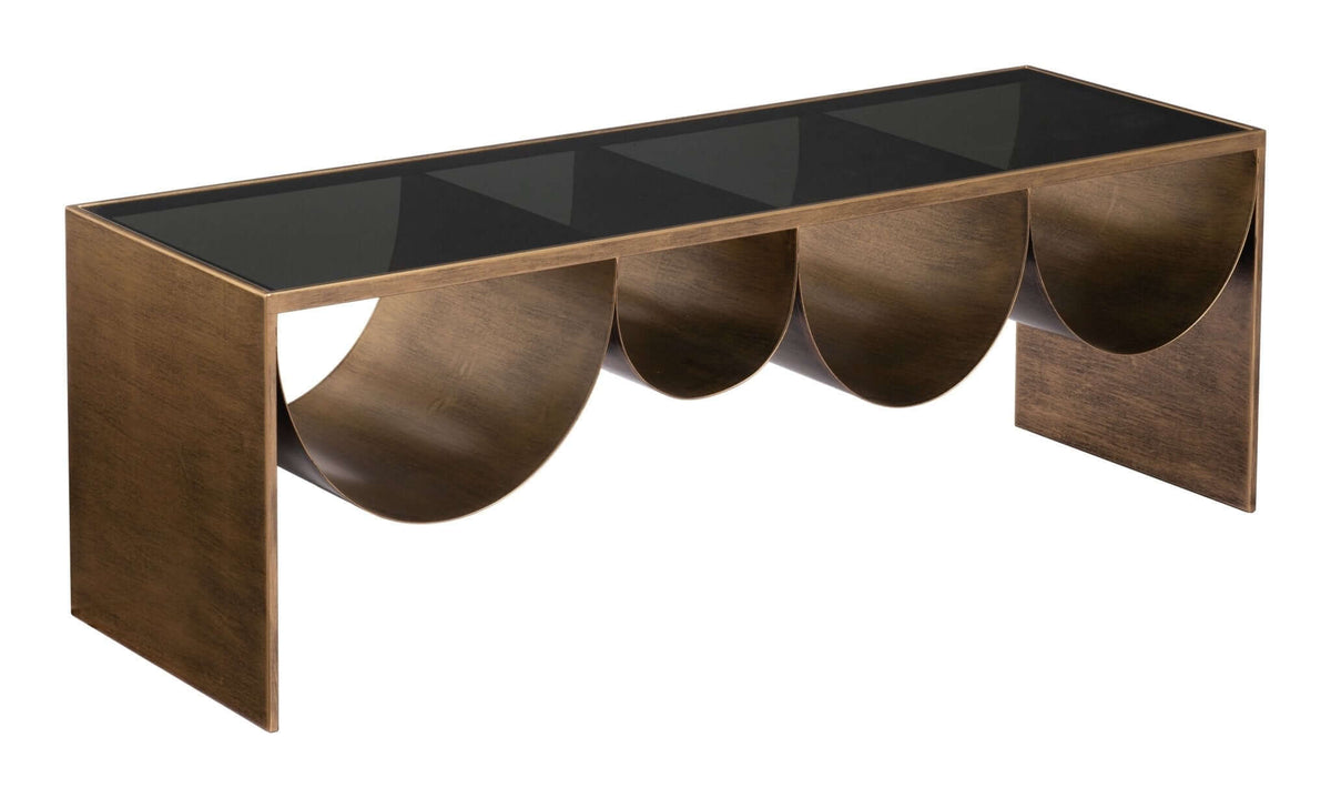 Reed Glass Top Center Coffee Table w Storage - Revel Sofa 